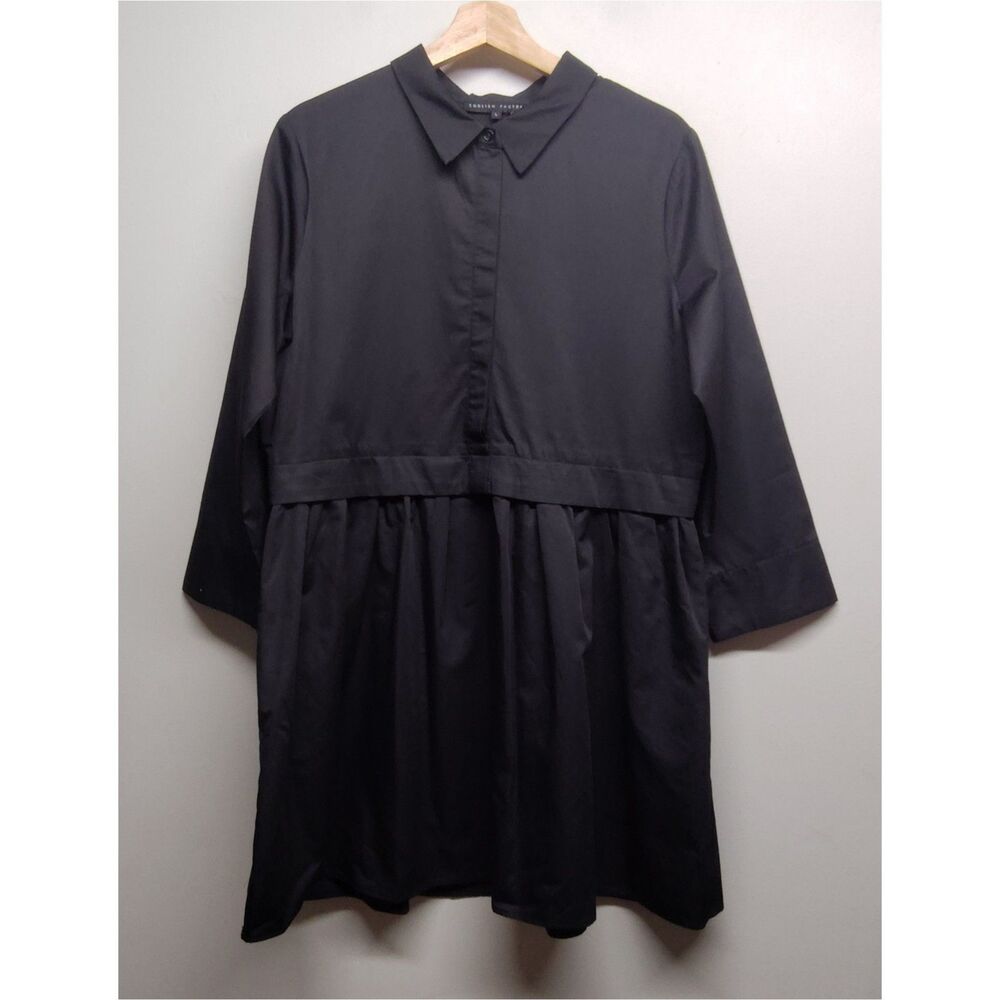 English Factory Mini Dress Women L Black 3/4 Sleeve Dark Academia Minimalist